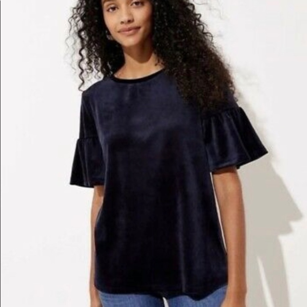 LOFT ruffle sleeve velvet shirt | size M | NWT
